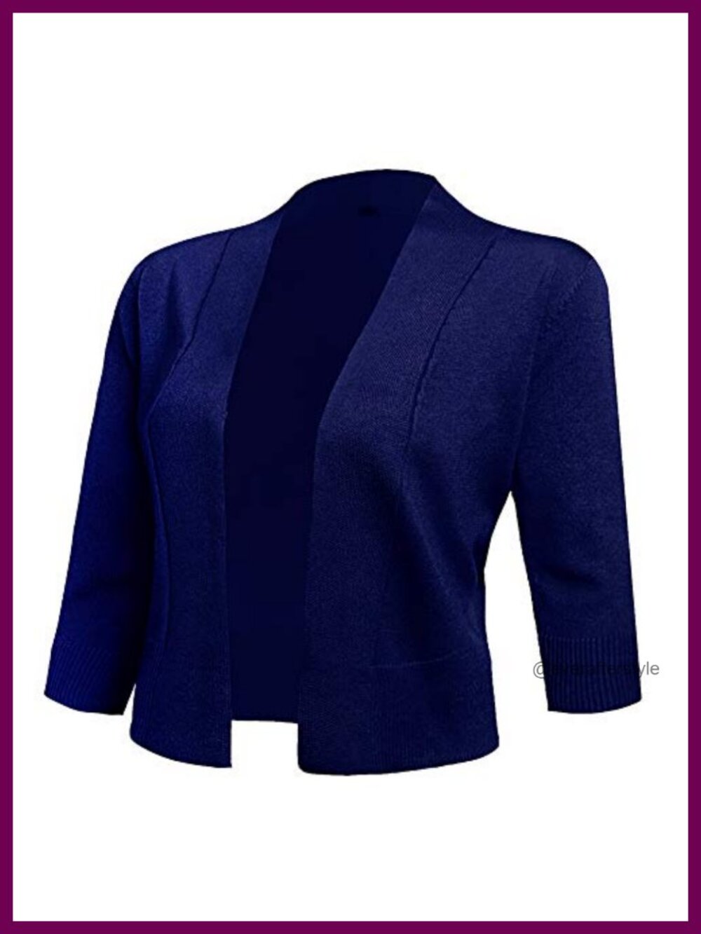 Women's Cropped Cardigan Sweater 3/4 Sleeve Open Front Ribbed Knit Lightweight